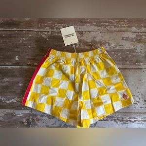 The Animals Observatory Spider kids trousers 10 yellow checkers plaid shorts